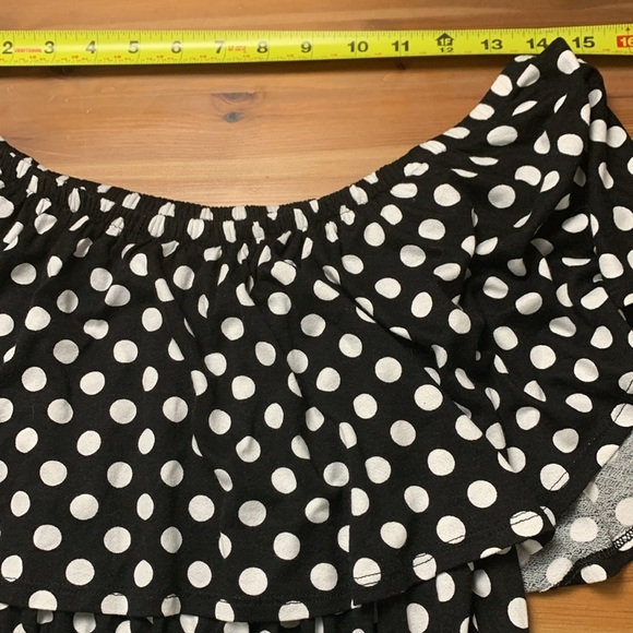 La Vie en Rose NWT Black w White Polka Dots, Off t Shoulder Beach Cover Up/Dress - Picture 7 of 7